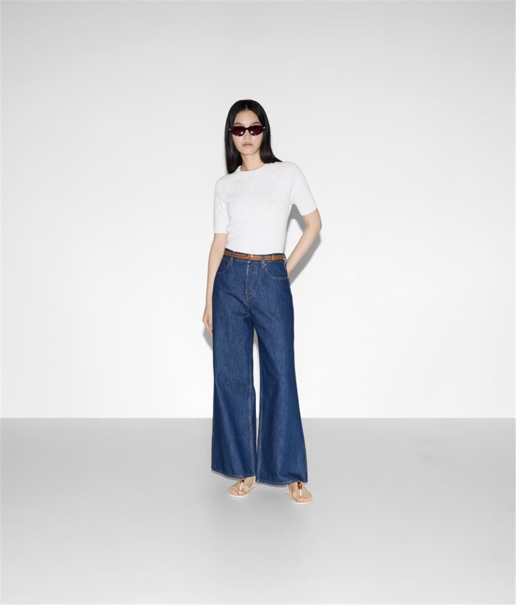 COTTON CREWNECK TOP - GUCCI - Verso