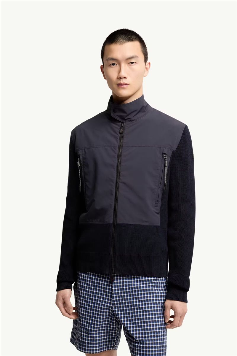 Padded zip-up cotton cardigan-MONCLER-Verso