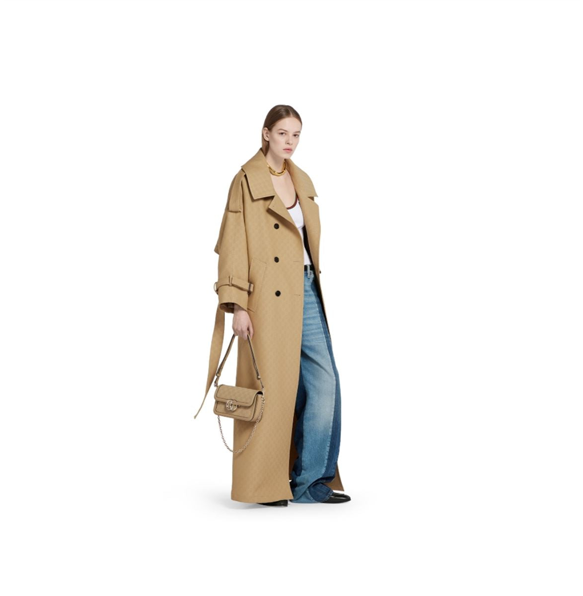 GG CRÊPE SILK WOOL DOUBLE-BREASTED COAT - GUCCI - Verso