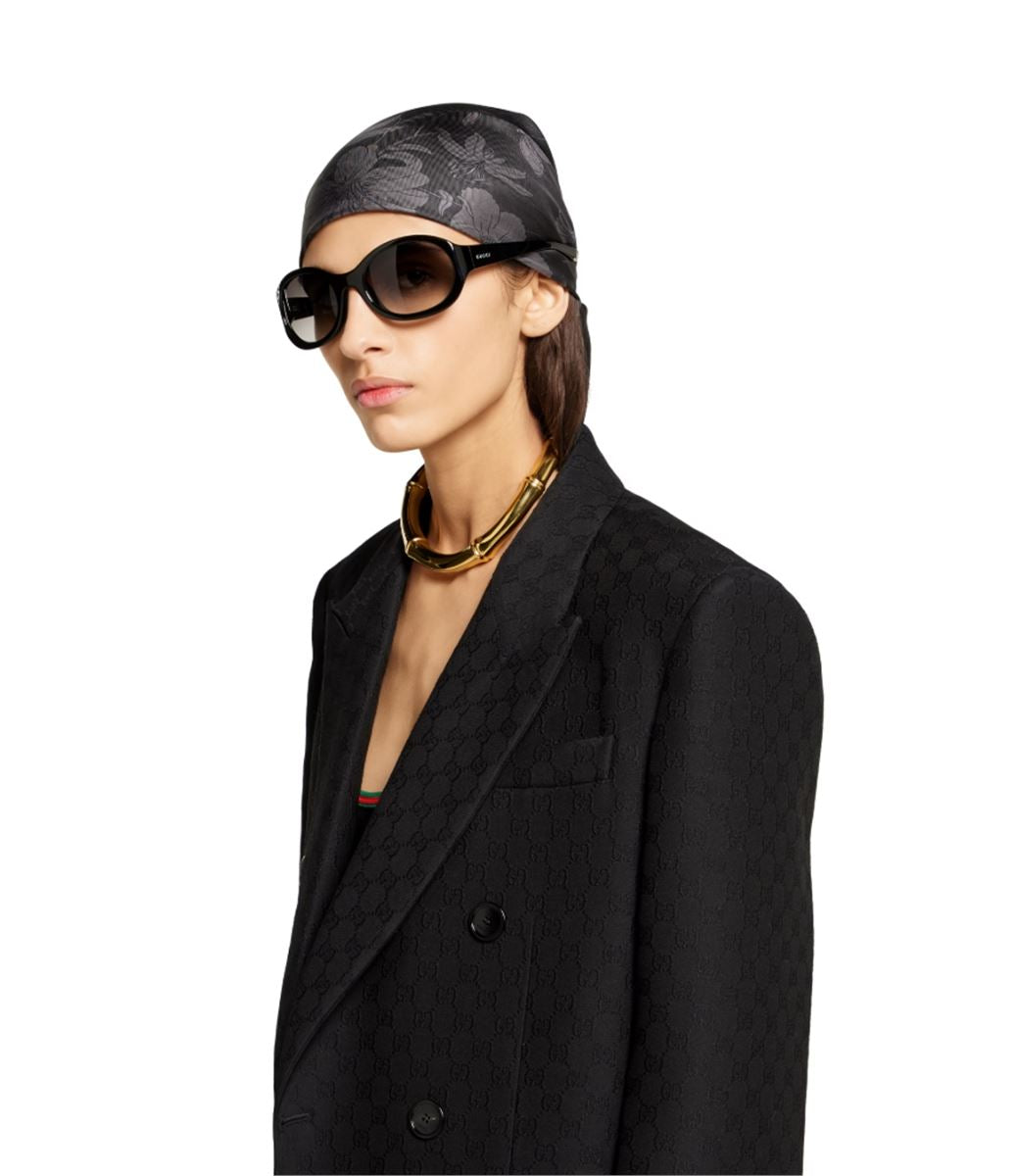SILK WOOL CRÊPE DOUBLE-BREASTED COAT - GUCCI - Verso