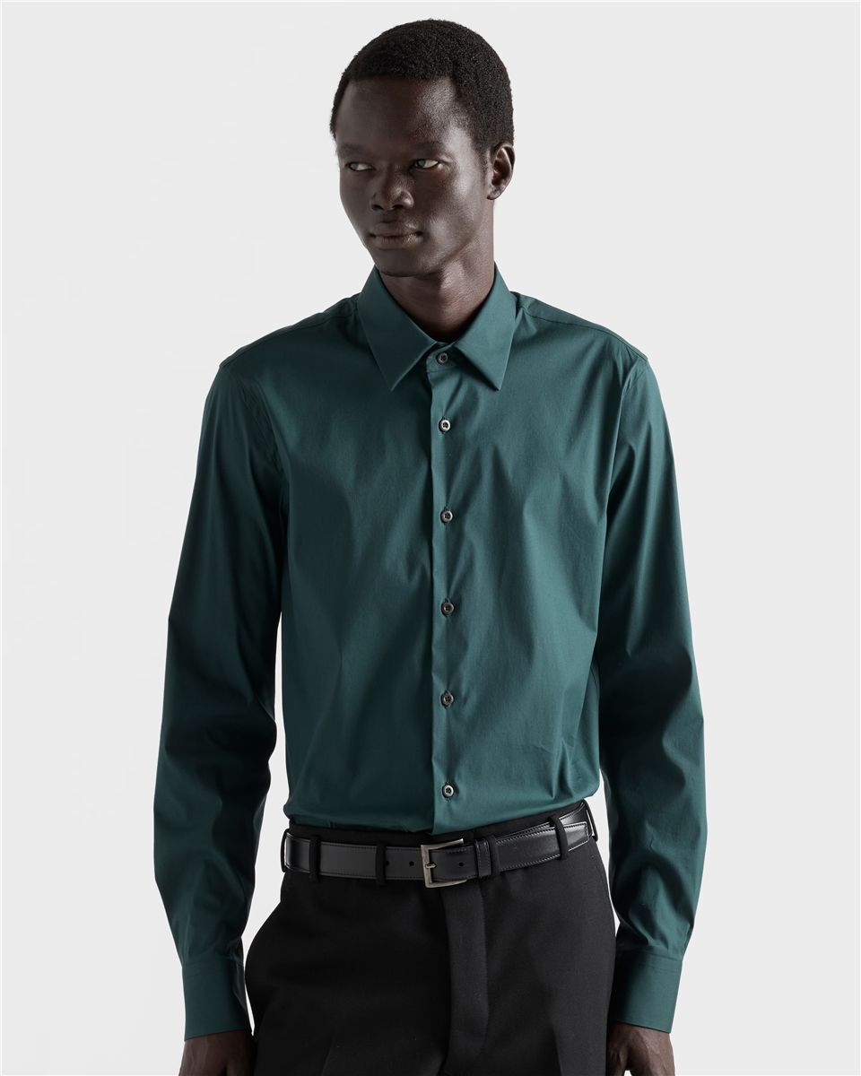 Stretch cotton shirt-PRADA-Verso