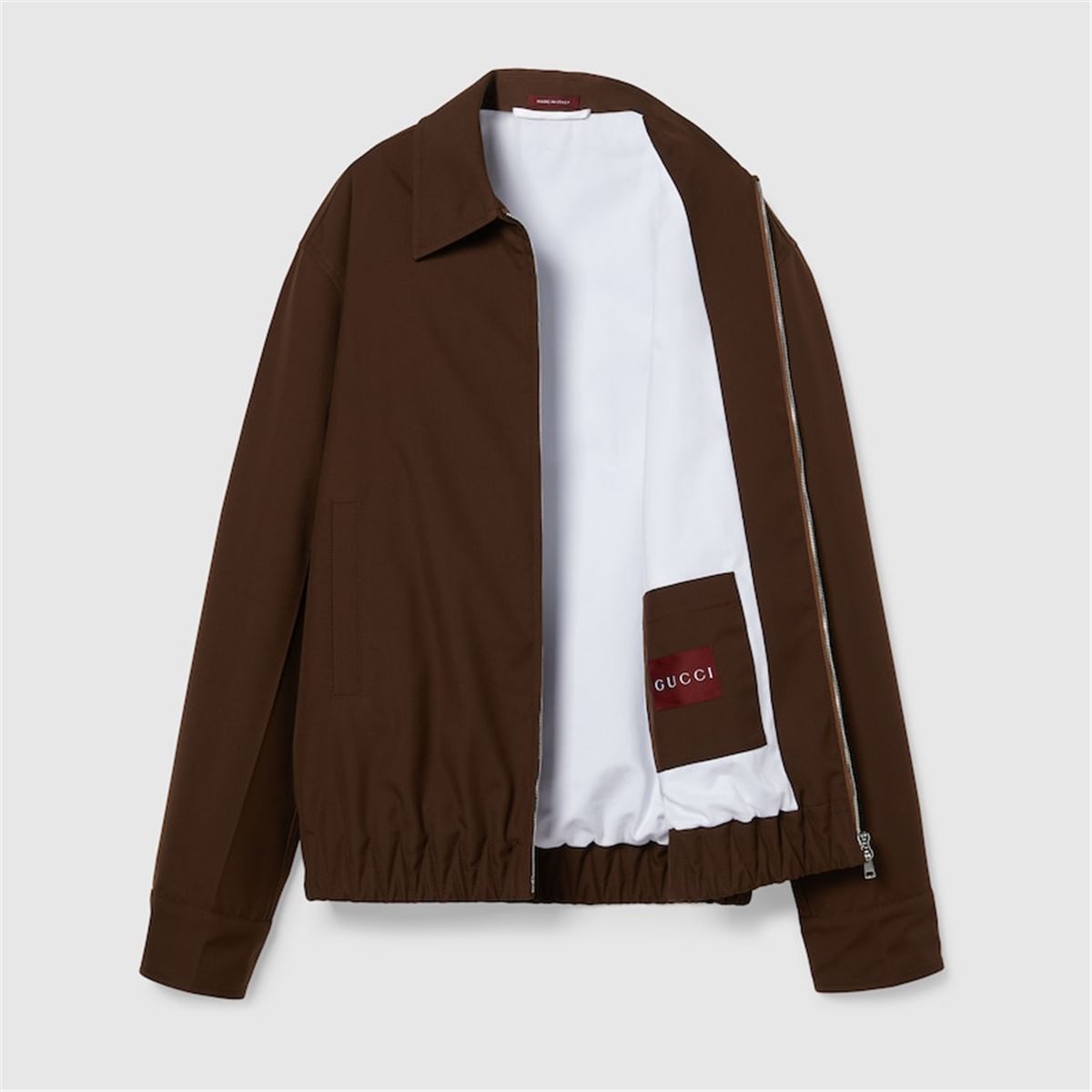 EMBOSSED WOOL TWILL ZIP JACKET - GUCCI - Verso
