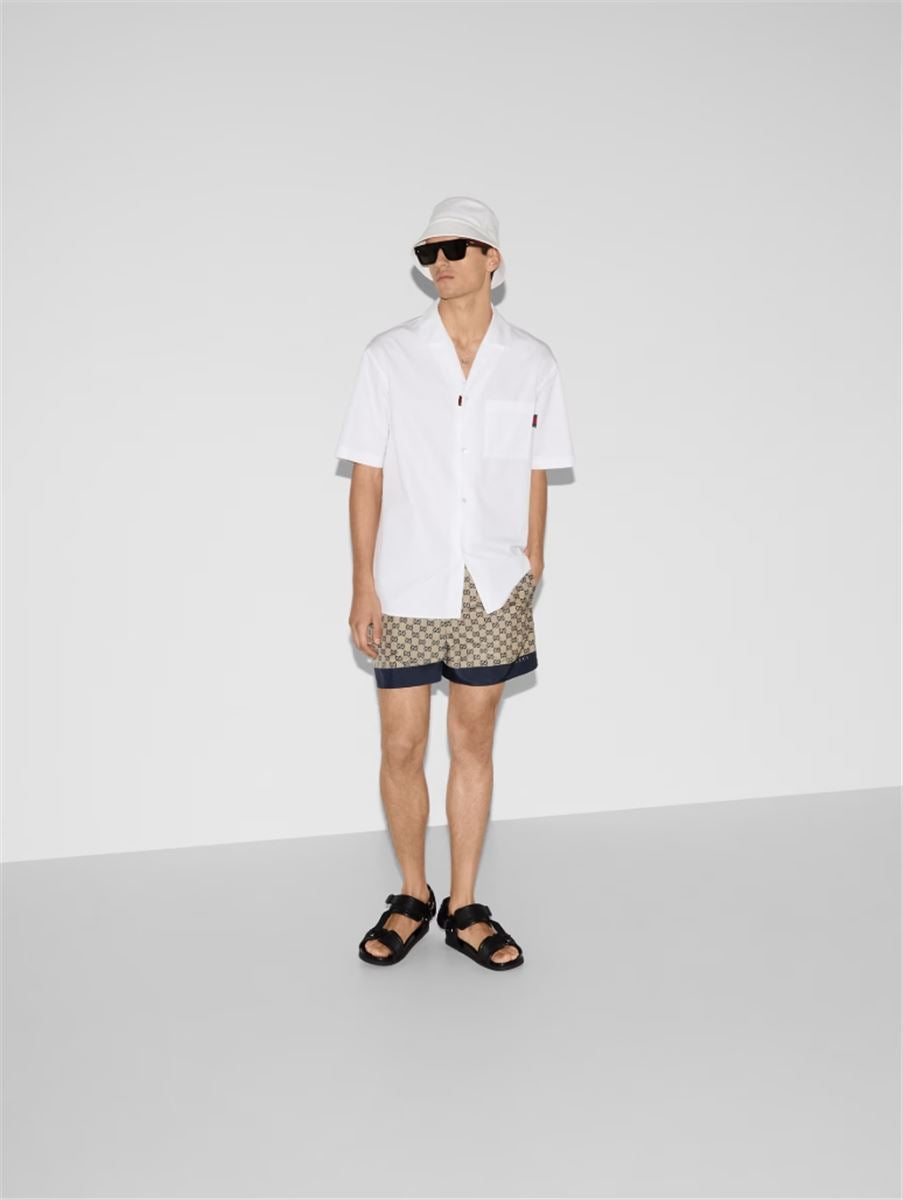 PRINTED POPLIN TECH SWIM SHORTS - GUCCI - Verso