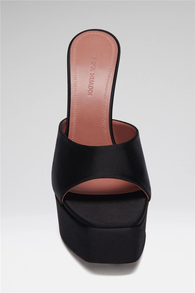 Dalida plateau slipper 140 black satin-AMINA MUADDI-Verso