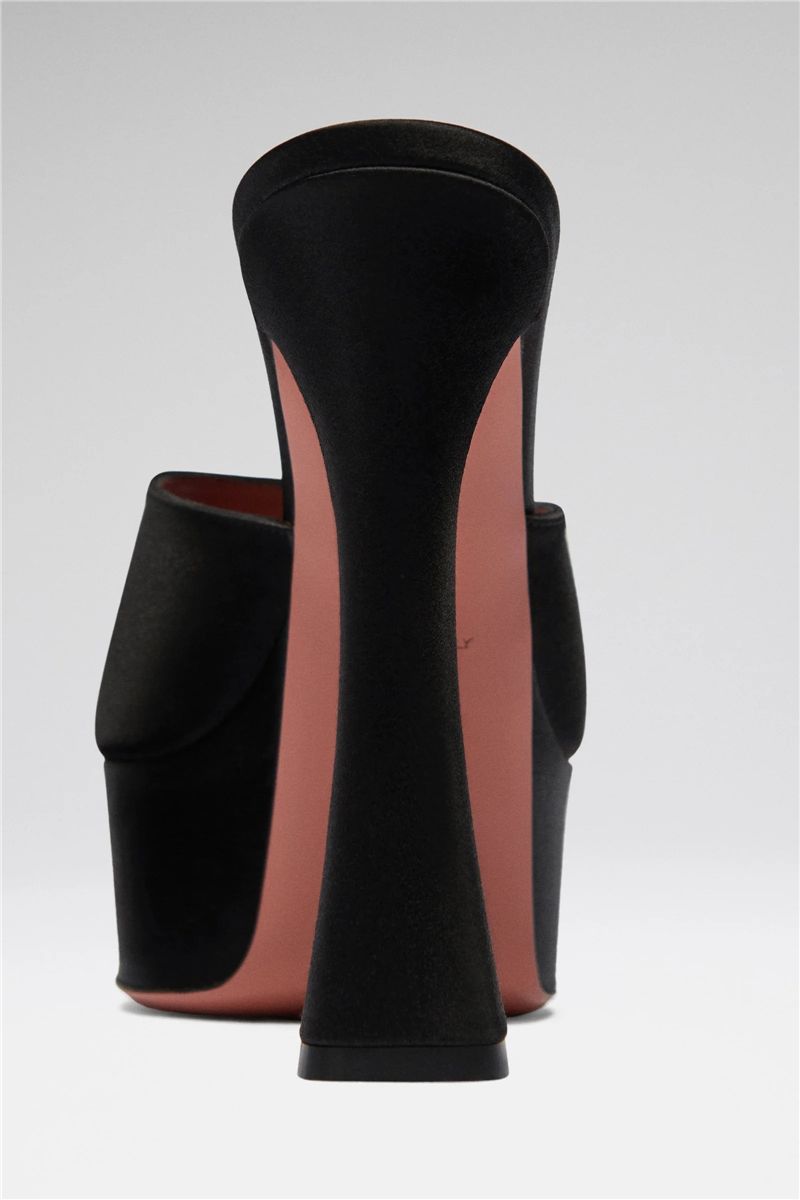 Dalida plateau slipper 140 black satin-AMINA MUADDI-Verso