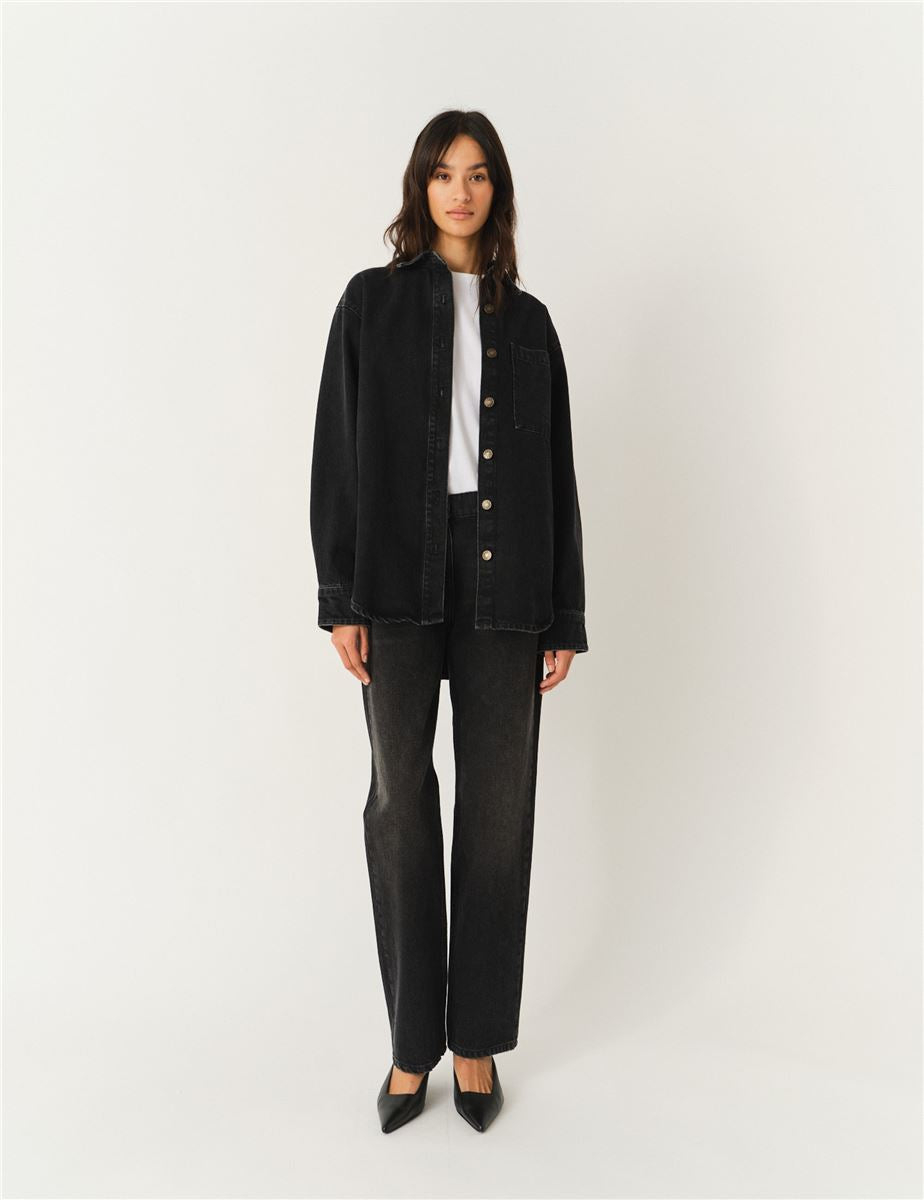 DARCY JACKET WASHED BLACK DENIM-THE GARMENT-Verso