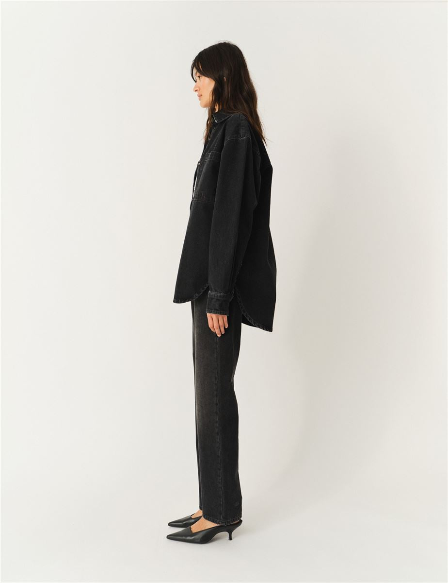 DARCY JACKET WASHED BLACK DENIM-THE GARMENT-Verso