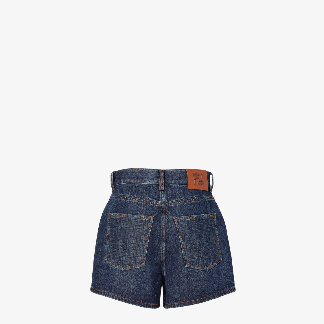 Dark blue denim shorts-FENDI-Verso
