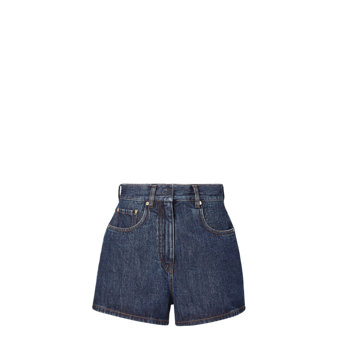 Dark blue denim shorts-FENDI-Verso