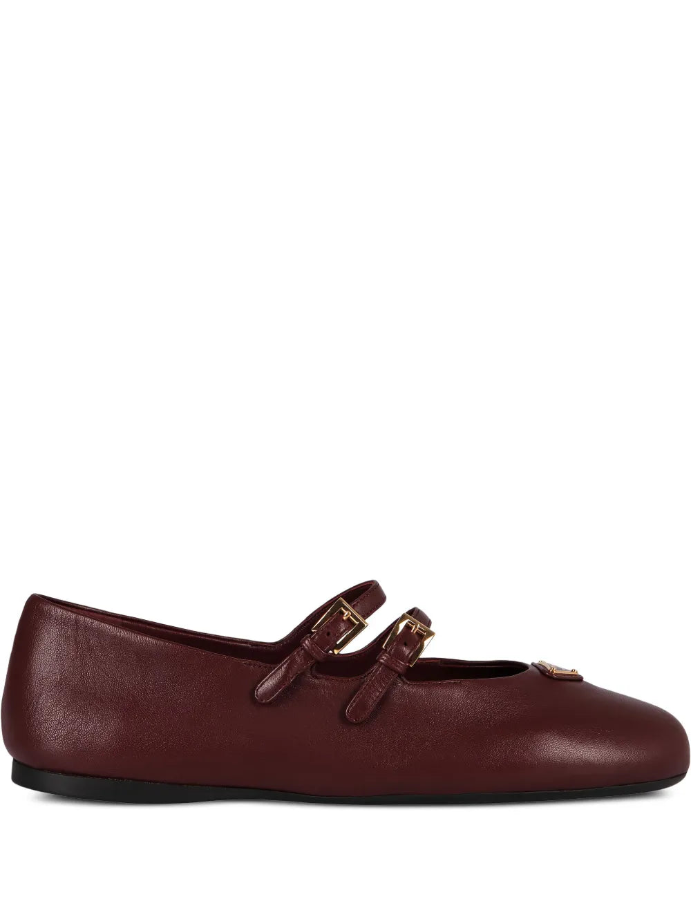 Prada double-buckle leather ballet flats