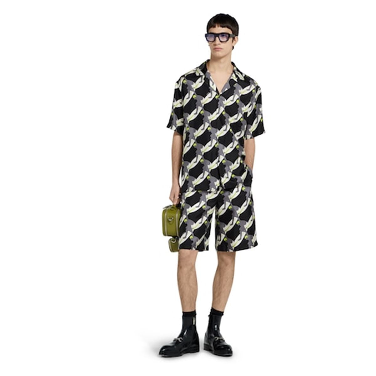 PRINTED SILK TWILL SHORTS - GUCCI - Verso