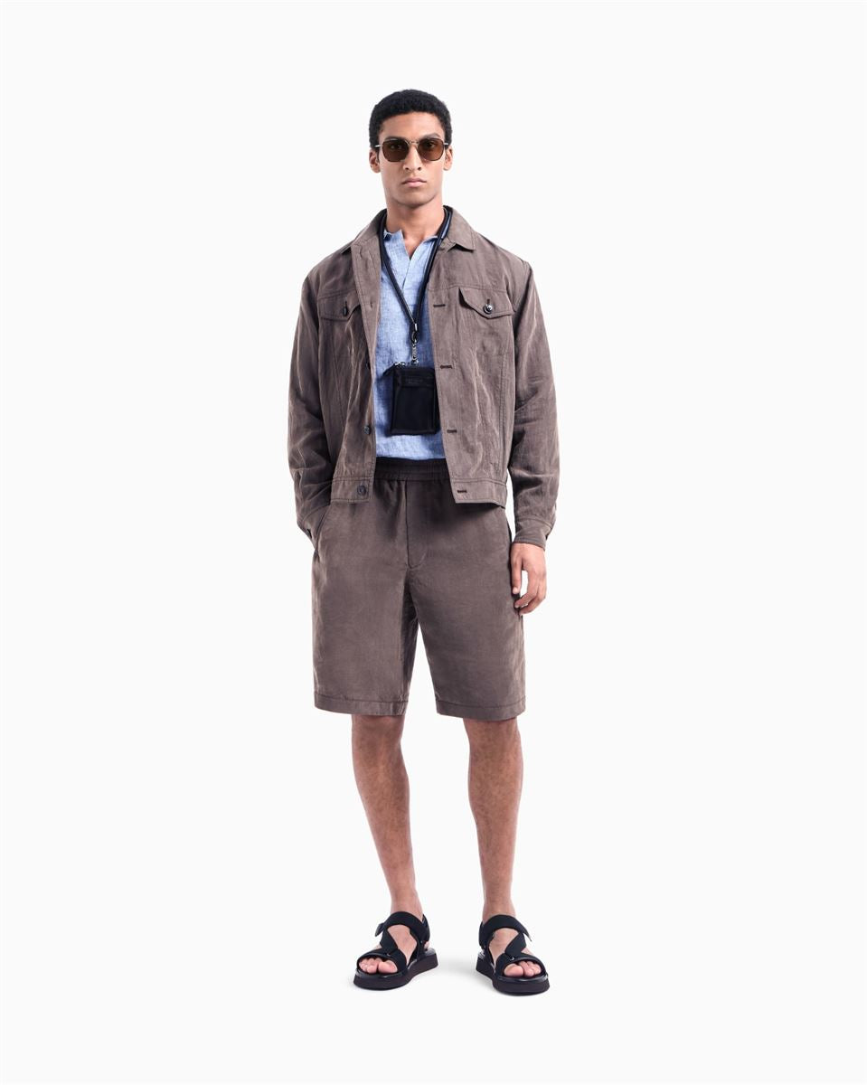 washed lyocell canvas bermuda shorts