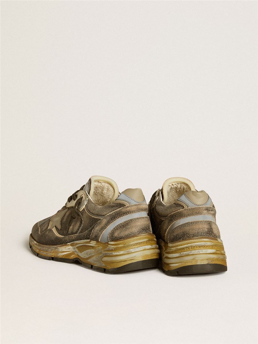 MEN’S DAD-STAR IN SUEDE AND NYLON WITH KHAKI LEATHER STAR AND HEEL TAB -  GOLDEN GOOSE -  Verso