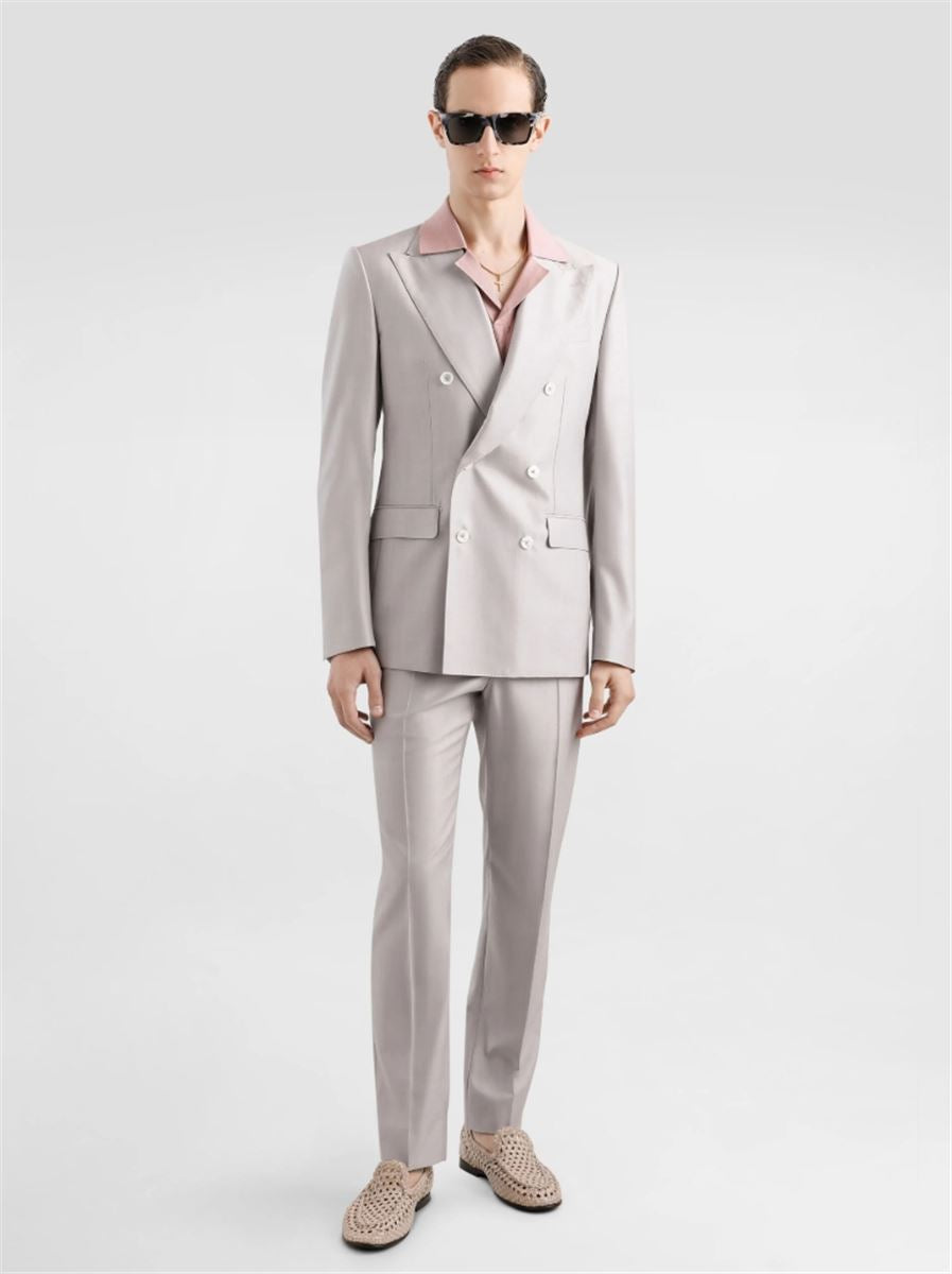 DECONSTRUCTED DOUBLE-BREASTED WOOL AND SILK SUIT - DOLCE & GABBANA - Verso