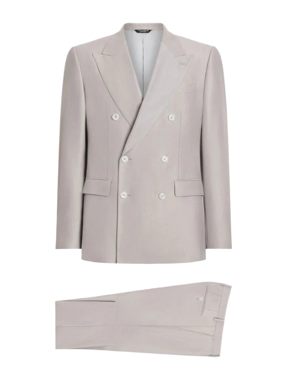 DECONSTRUCTED DOUBLE-BREASTED WOOL AND SILK SUIT - DOLCE & GABBANA - Verso