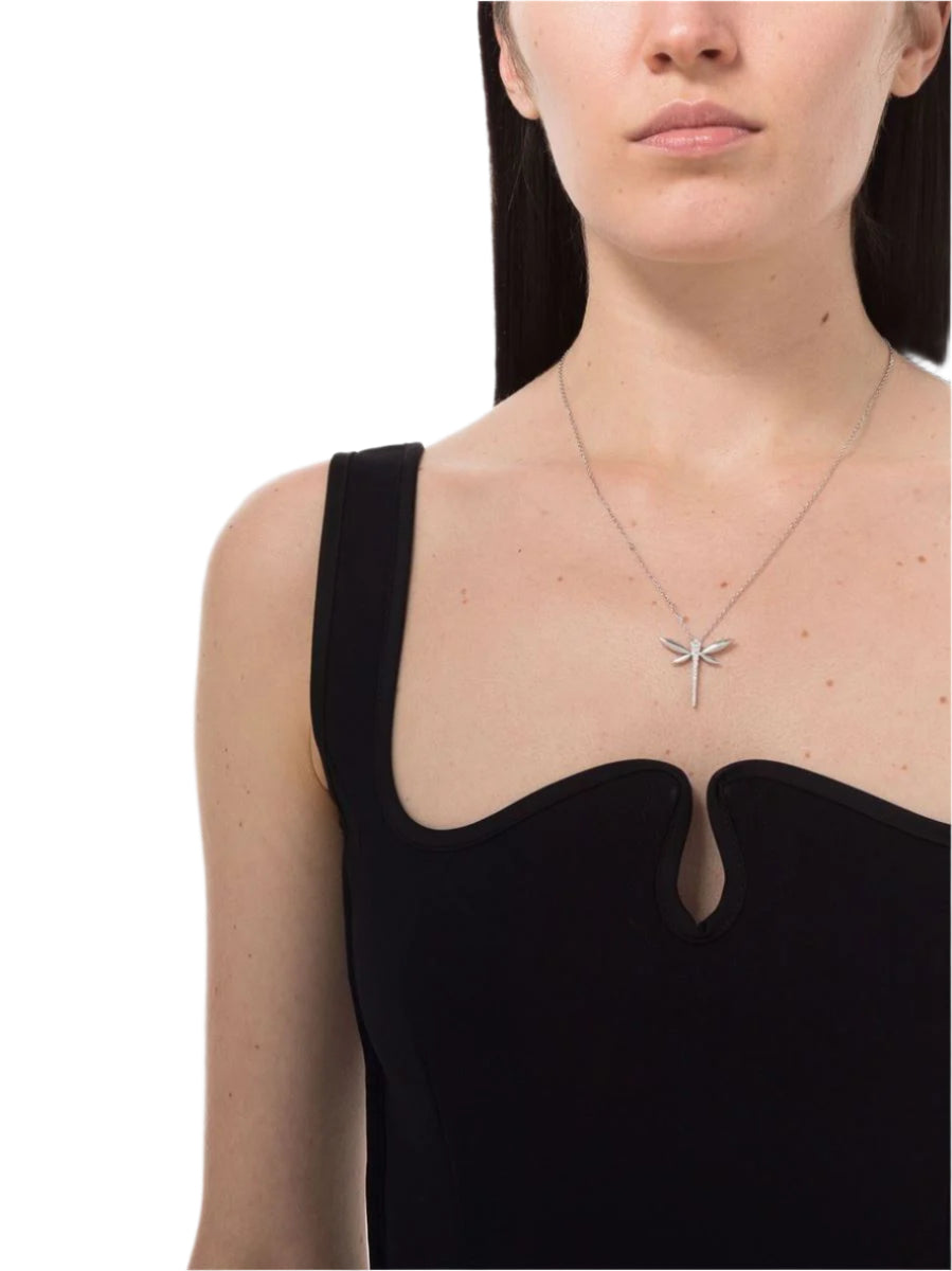 18KT WHITE GOLD SMALL DRAGONFLY DIAMOND NECKLACE - ANAPSARA - Verso