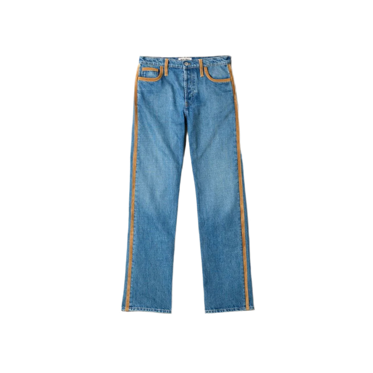 DENIM AND LEATHER JEANS-MIU MIU-Verso