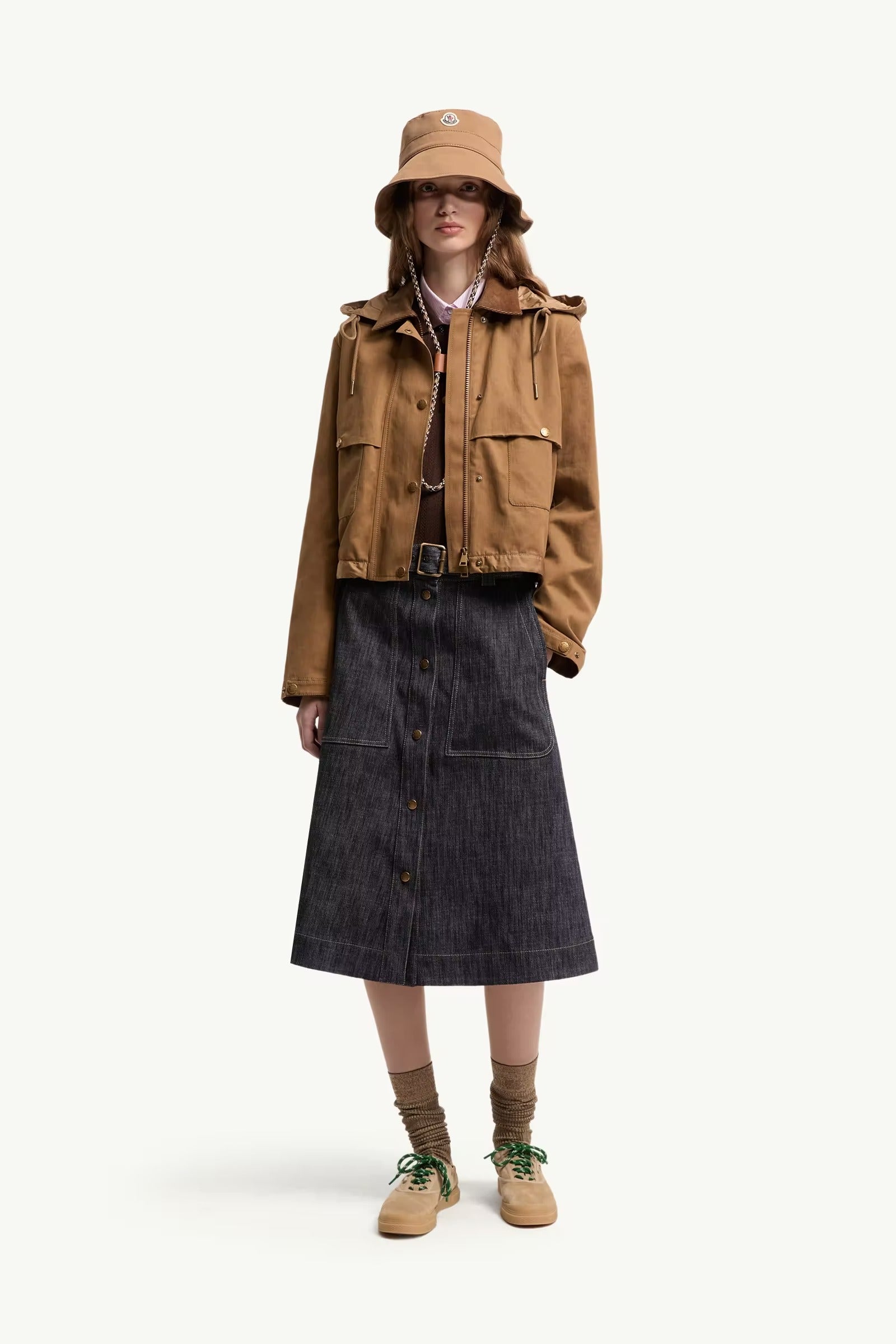 Denim Knee-Length Skirt-MONCLER-Verso