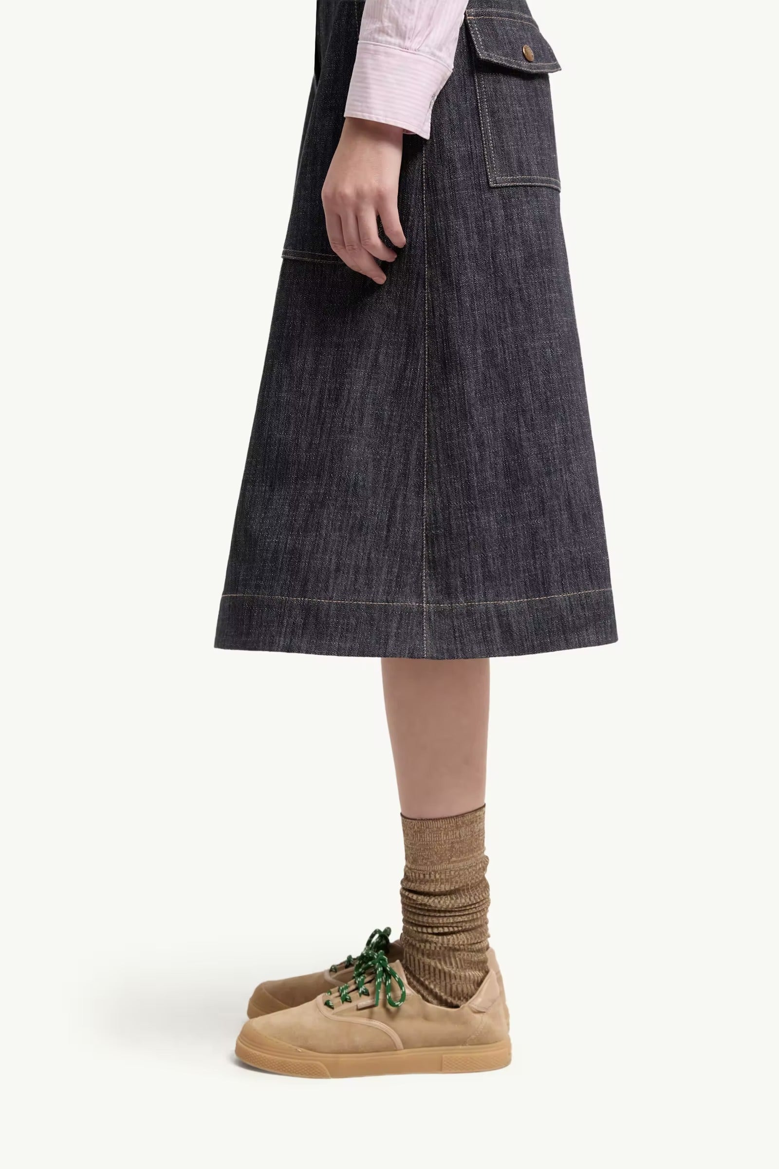 Denim Knee-Length Skirt-MONCLER-Verso