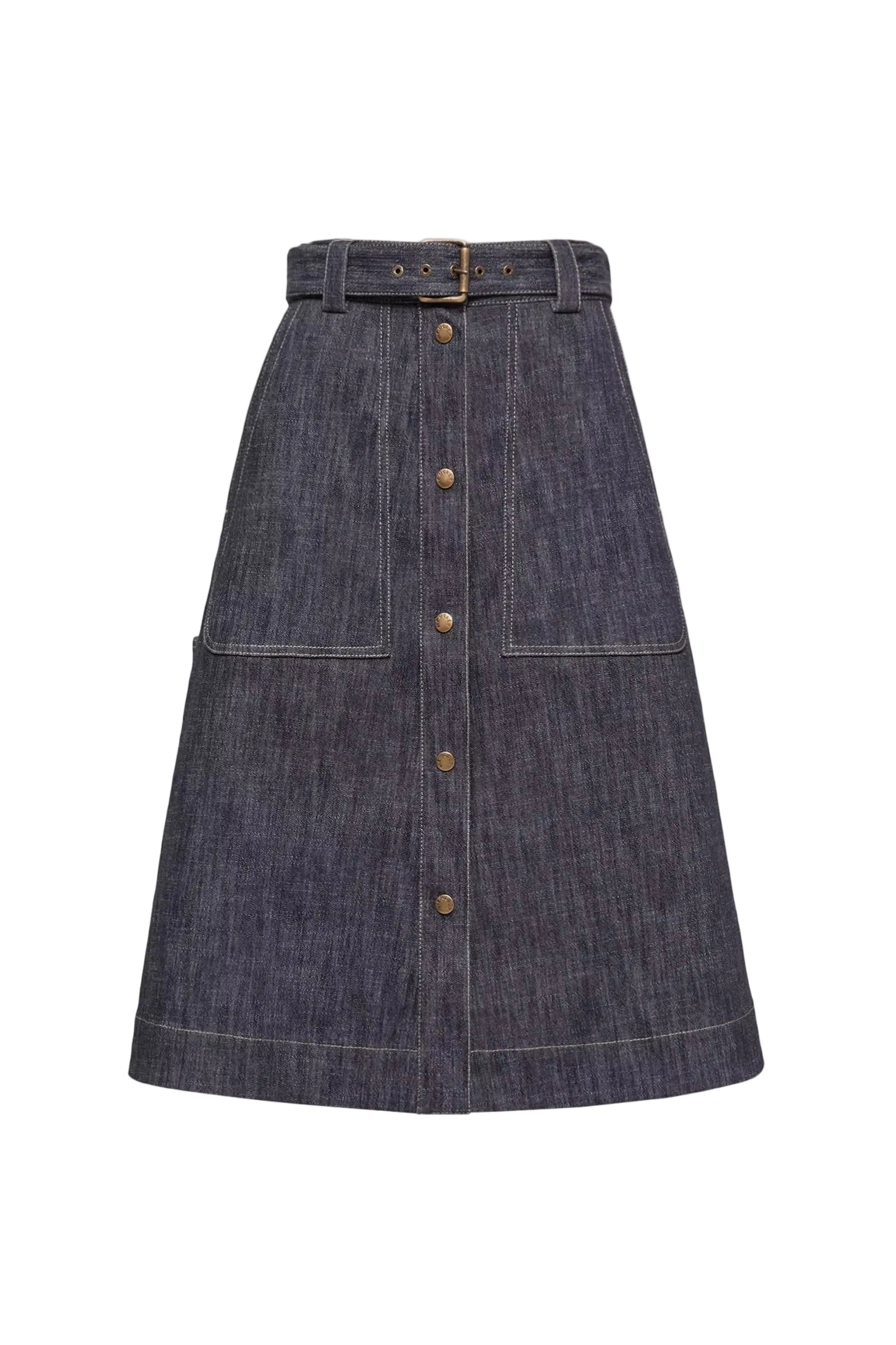 Denim Knee-Length Skirt-MONCLER-307079-38-Verso