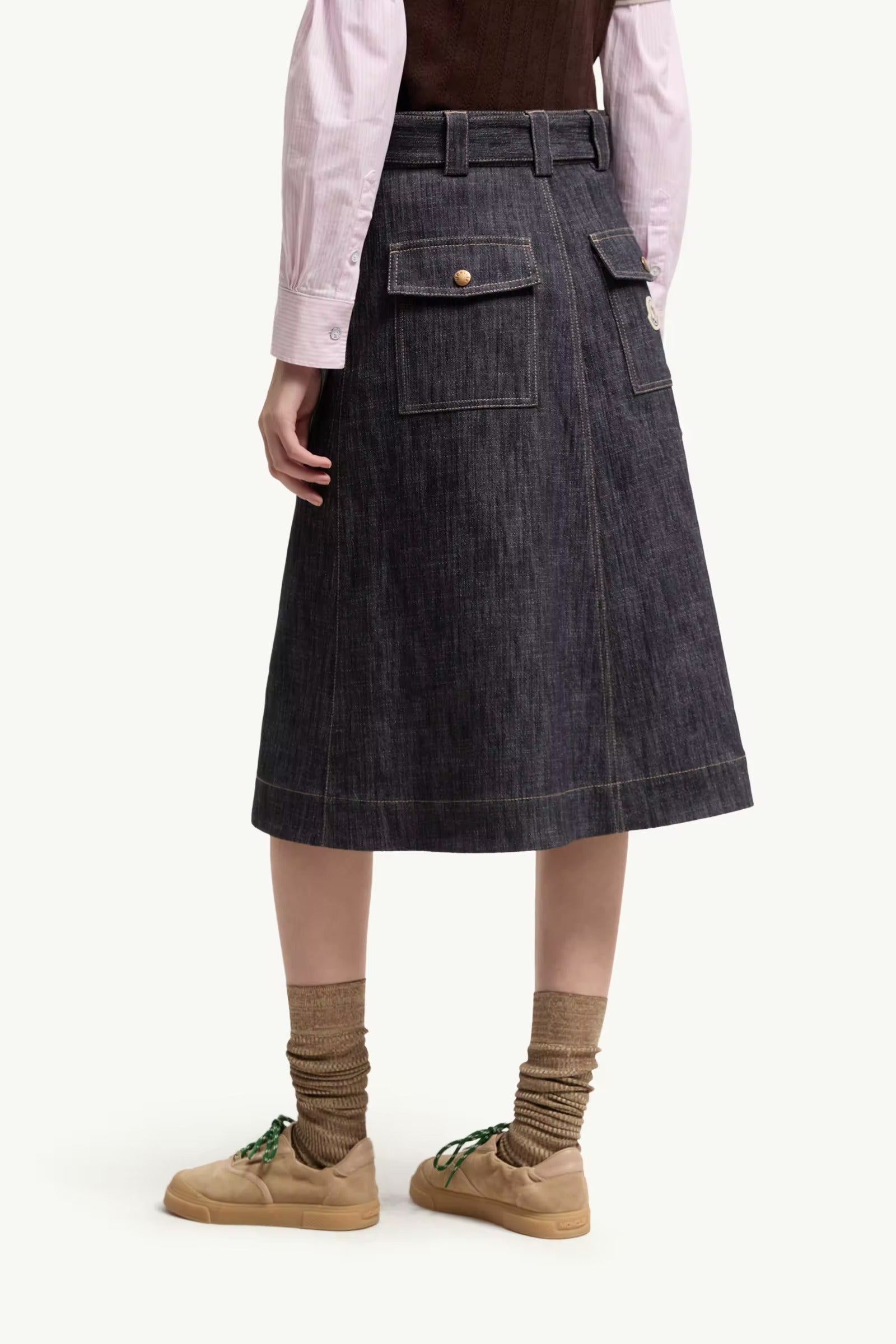 Denim Knee-Length Skirt-MONCLER-Verso