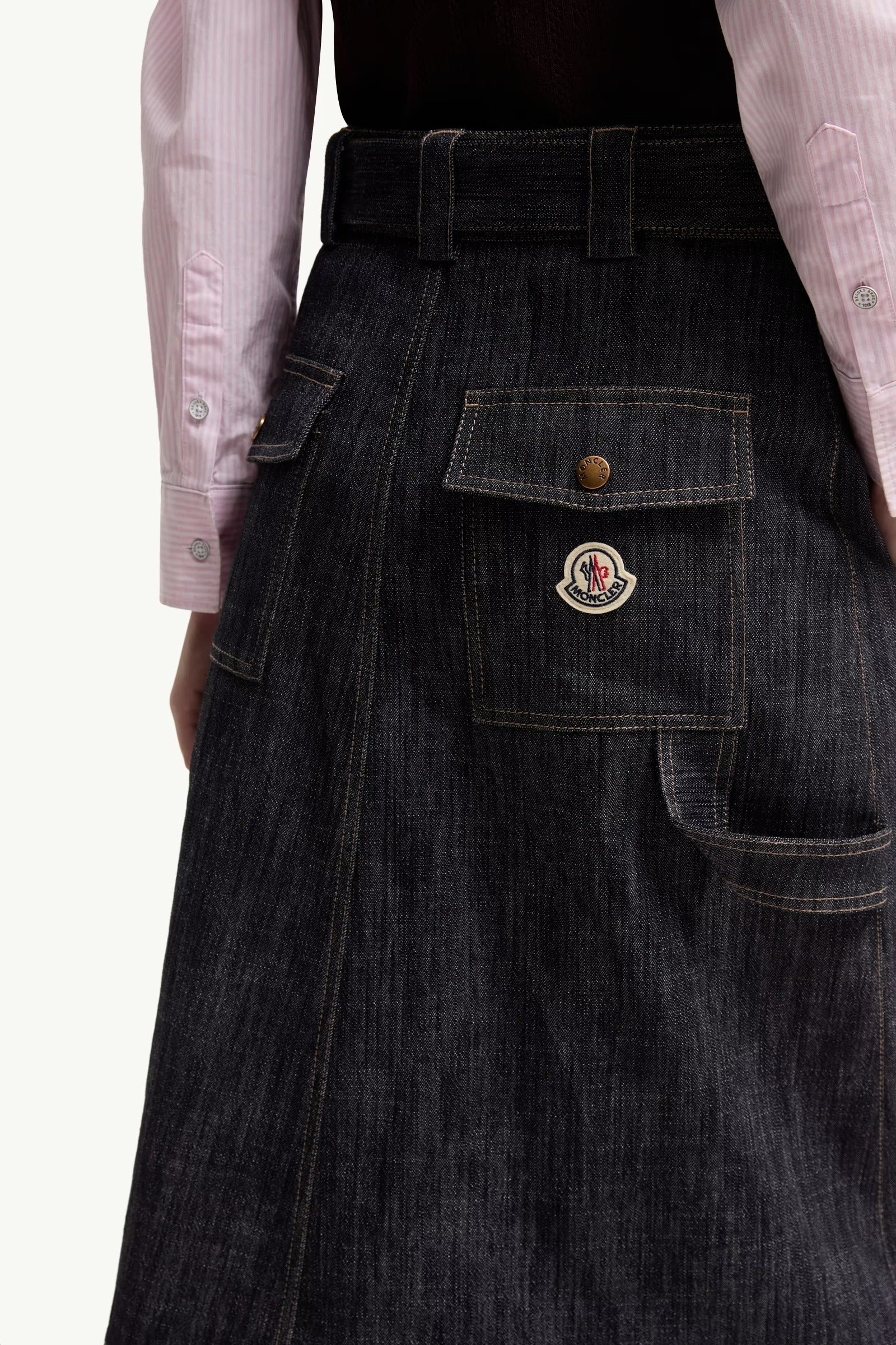 Denim Knee-Length Skirt-MONCLER-Verso