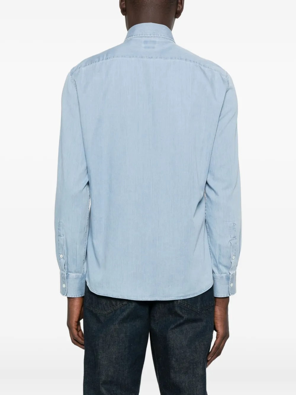 Denim Long-Sleeved Shirt-BRUNELLO CUCINELLI-Verso