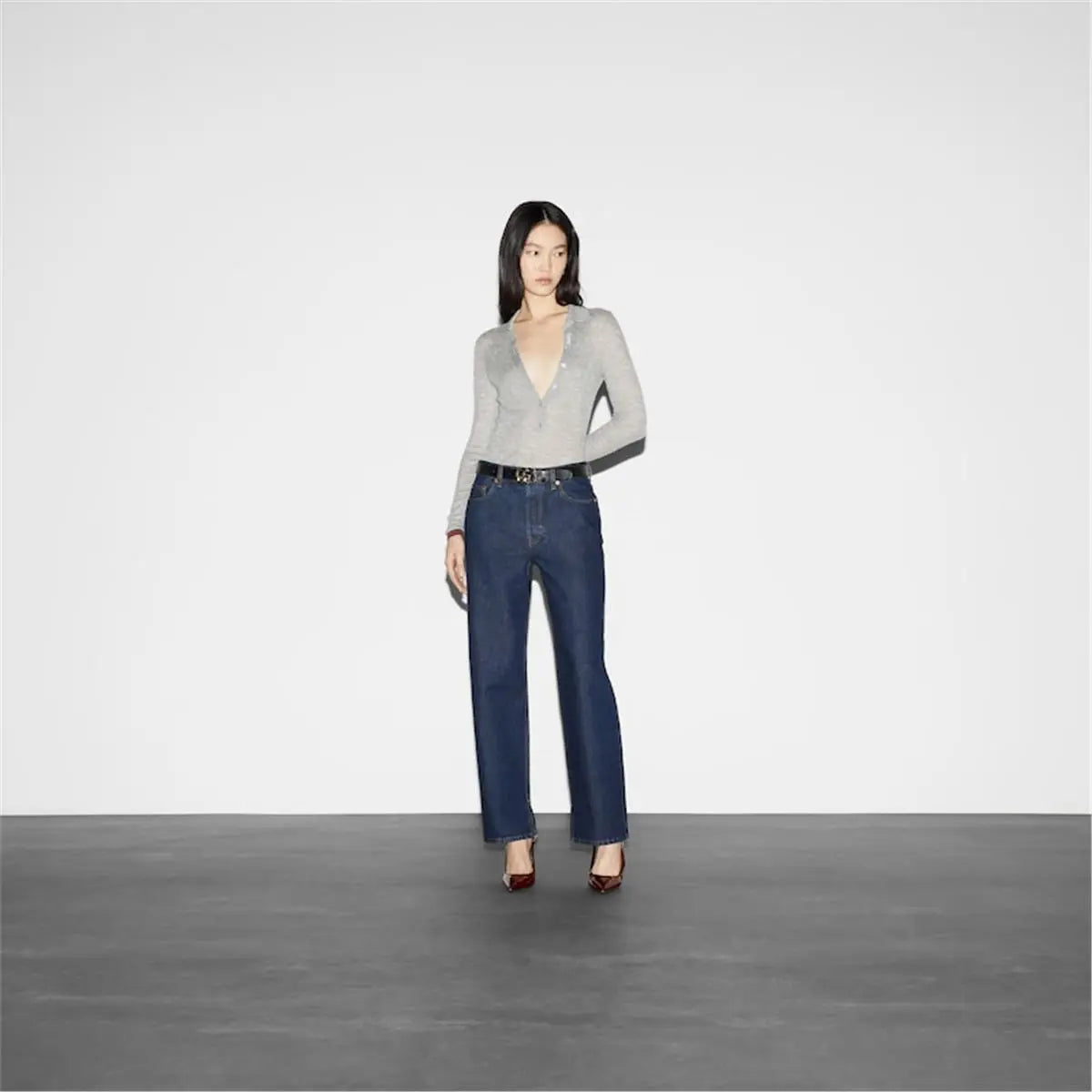 DENIM TROUSER WITH GUCCI LABEL GUCCI