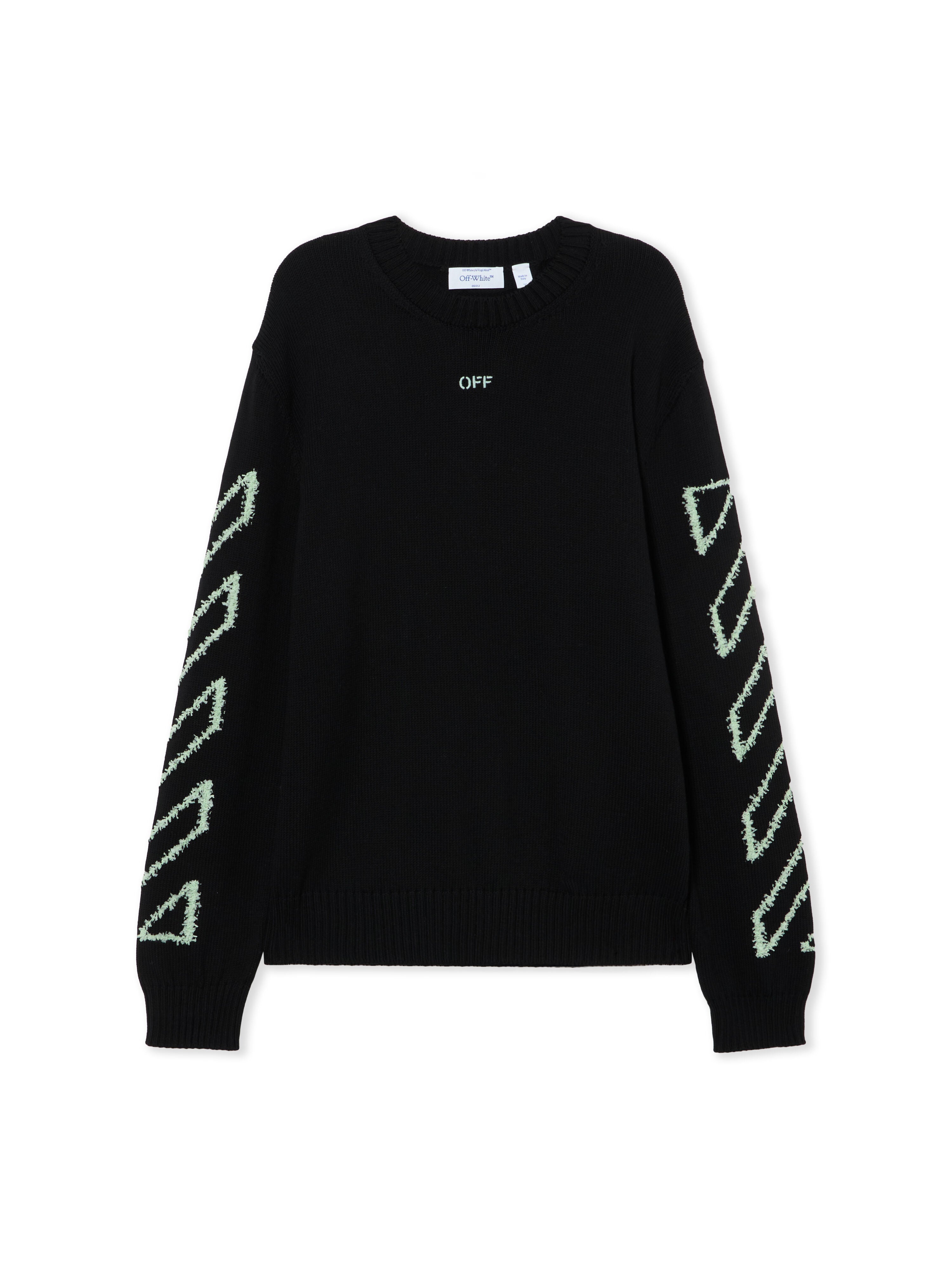 Diagonal Arrow Fuzzy Crewneck Sweater-OFF-WHITE-Verso