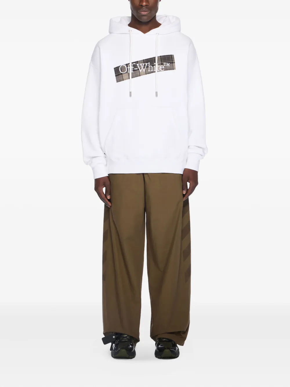 Diagonal flannel hoodie-OFF-WHITE-Verso
