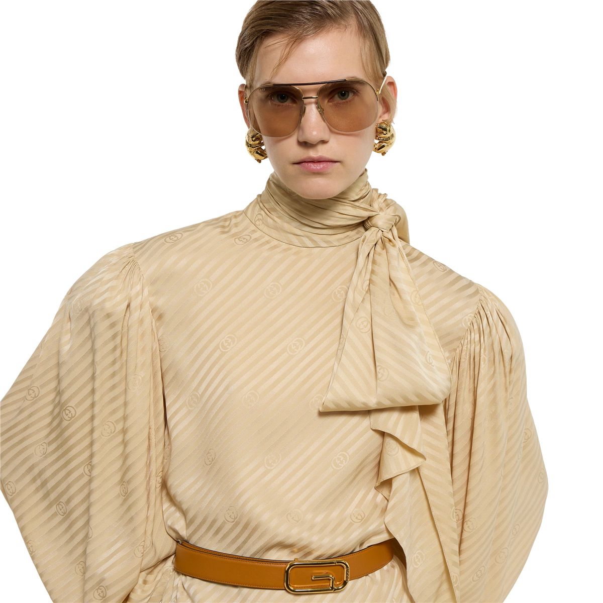 Diagonal GG Silk Jacquard Dress-GUCCI-Verso