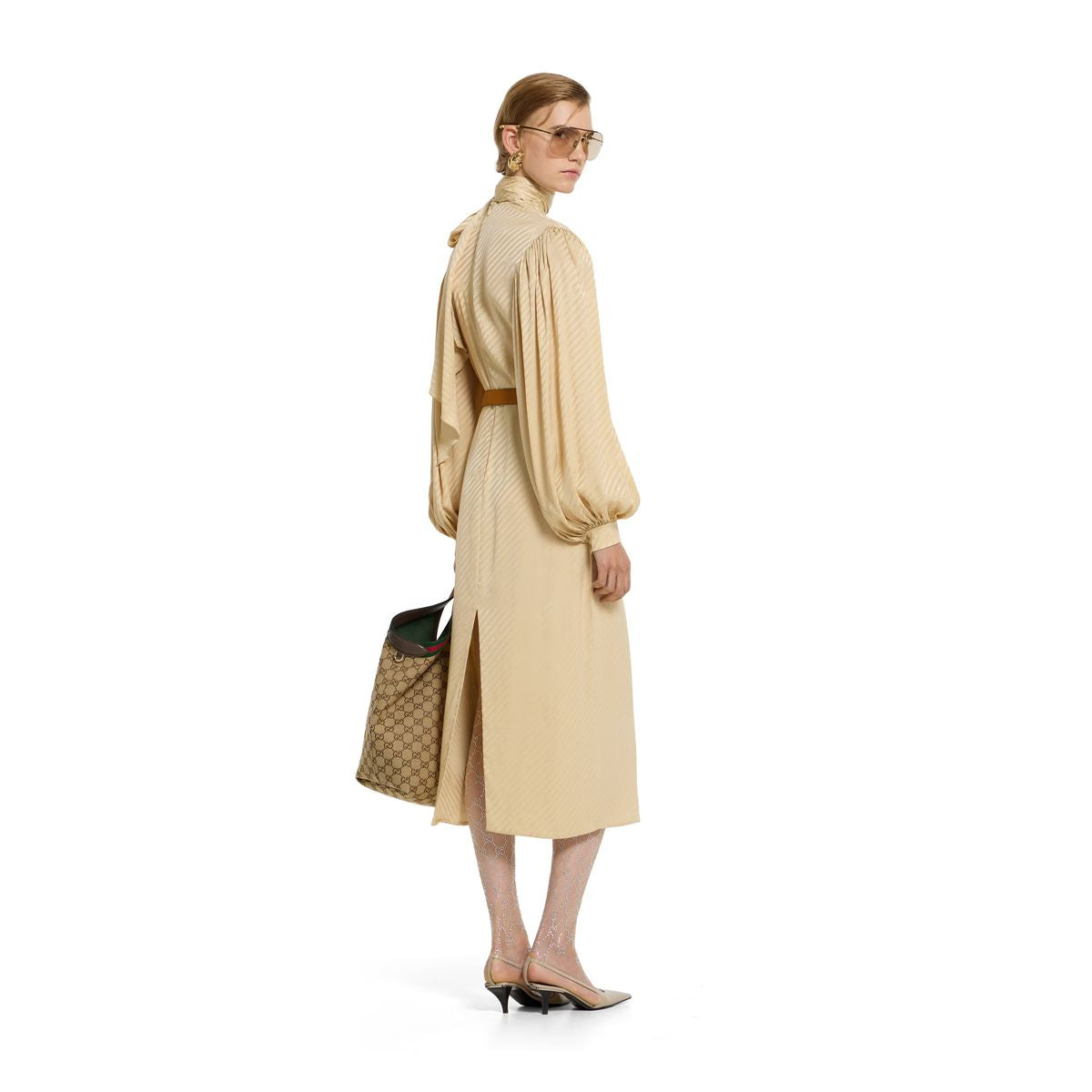 Diagonal GG Silk Jacquard Dress-GUCCI-Verso