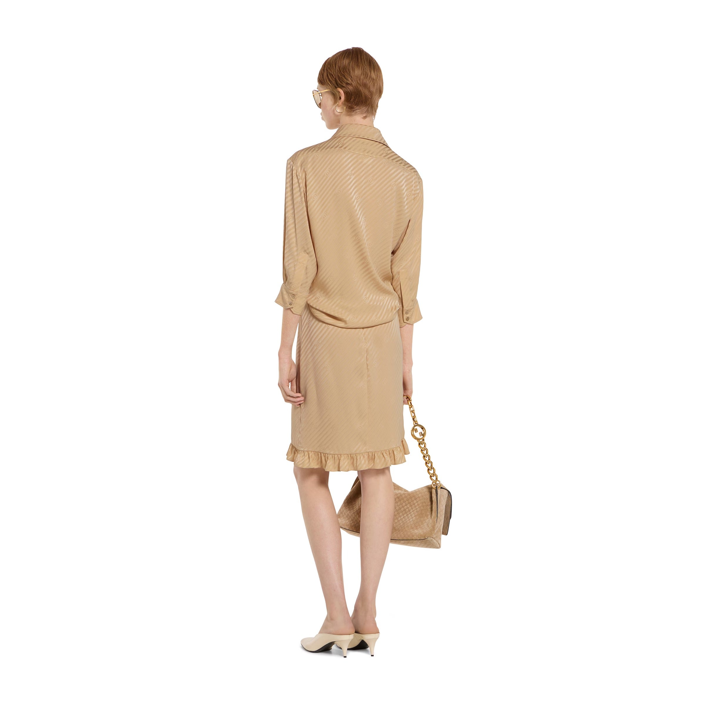 Diagonal GG silk jacquard shirt-GUCCI-Verso