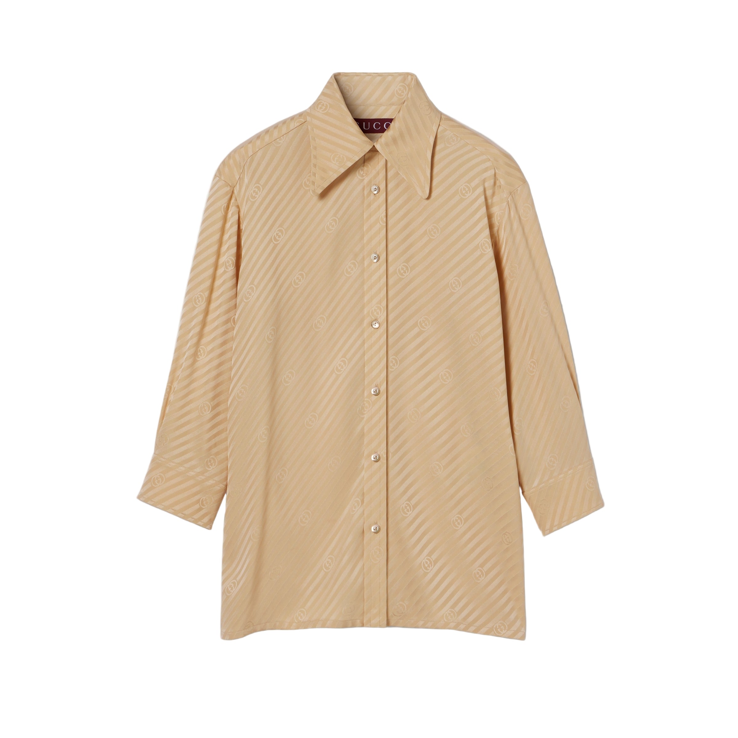 Diagonal GG silk jacquard shirt-GUCCI-Verso