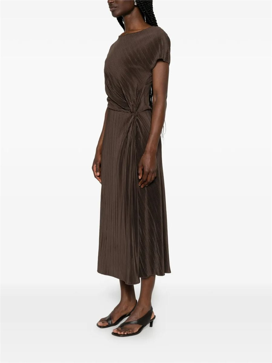 Diagonal pleated twist-waist dress-VINCE-Verso