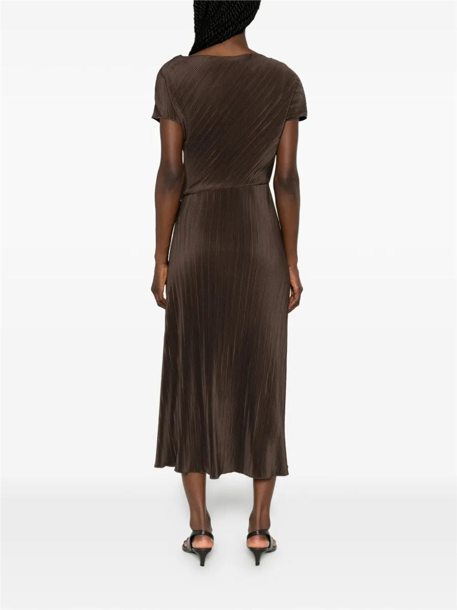 Diagonal pleated twist-waist dress-VINCE-Verso