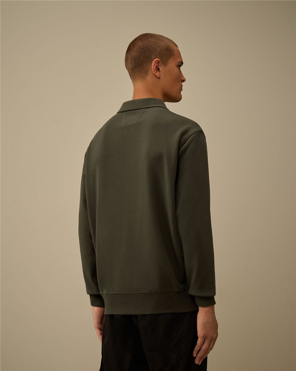 Diagonal raised fleece half zip sweatshirt-CP COMPANY-Verso