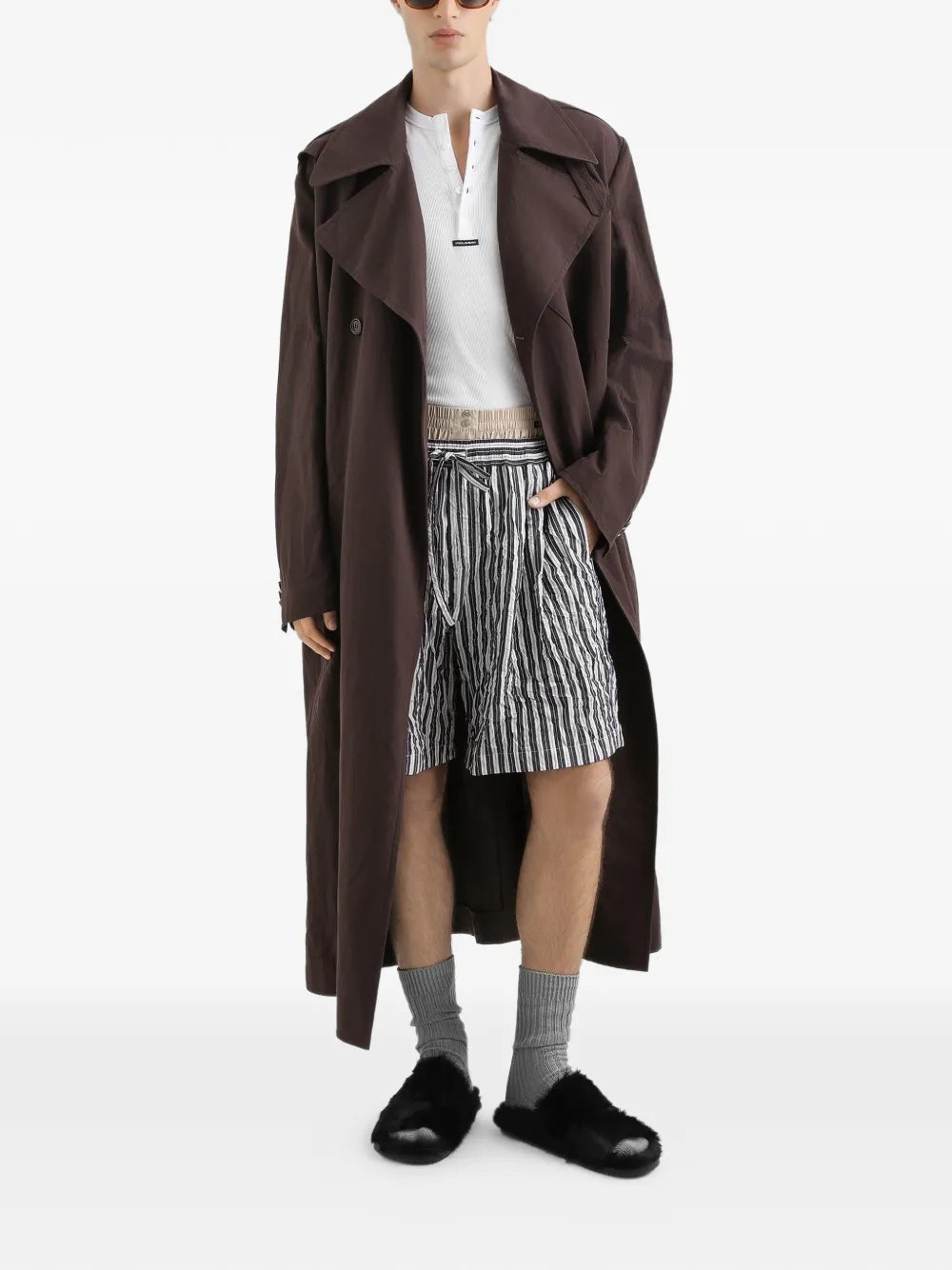 Dolce & gabbana crinkled striped fabric bermuda shorts-DOLCE&GABBANA-Verso