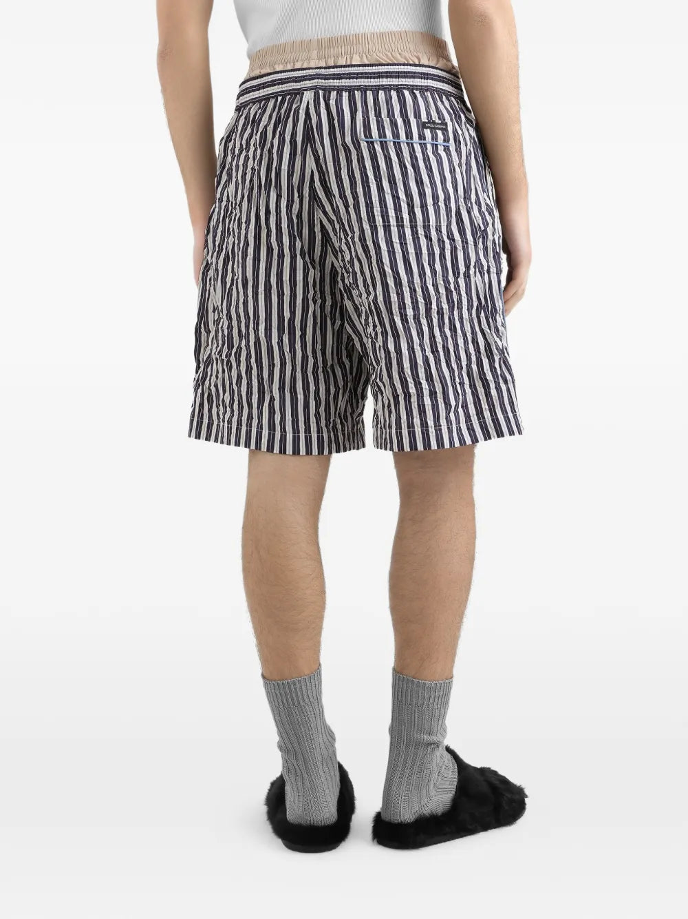 Dolce & gabbana crinkled striped fabric bermuda shorts-DOLCE&GABBANA-Verso