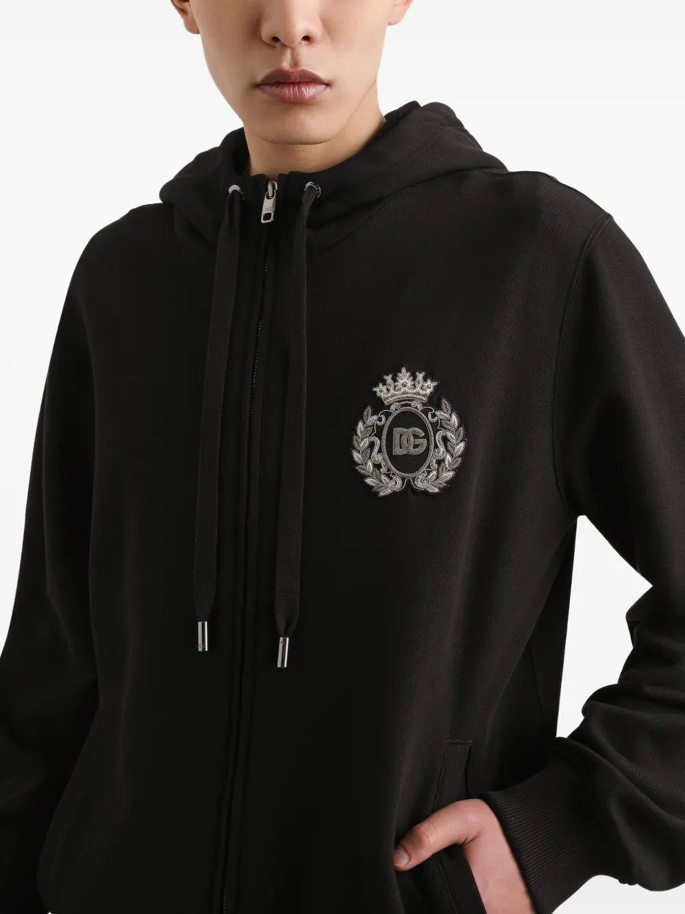 Dolce & gabbana logo-applqiué zip-up hoodie-DOLCE&GABBANA-Verso