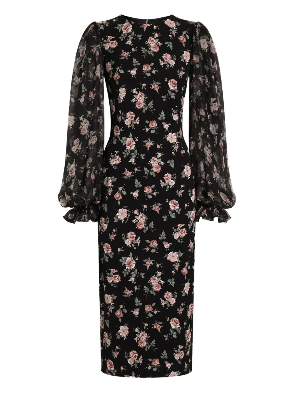 Dolce & gabbana puff-sleeve floral midi dress-DOLCE&GABBANA-Verso