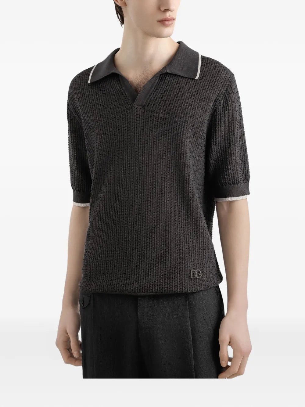 Dolce & gabbana textured-knit polo top-DOLCE&GABBANA-Verso