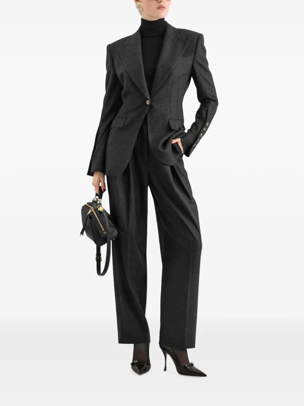 Dolce & gabbana turlington single-breasted jacket in wool flannel-DOLCE&GABBANA-Verso