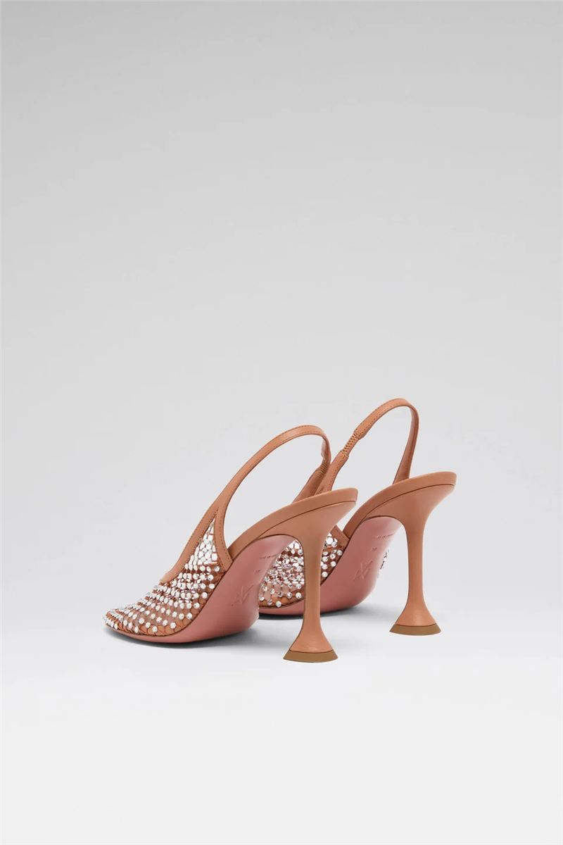 Dolly net sling 95 latte nappa and white crystals-AMINA MUADDI-Verso