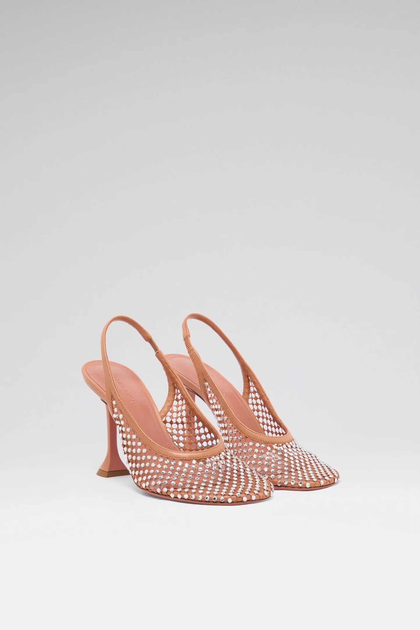 Dolly net sling 95 latte nappa and white crystals-AMINA MUADDI-Verso
