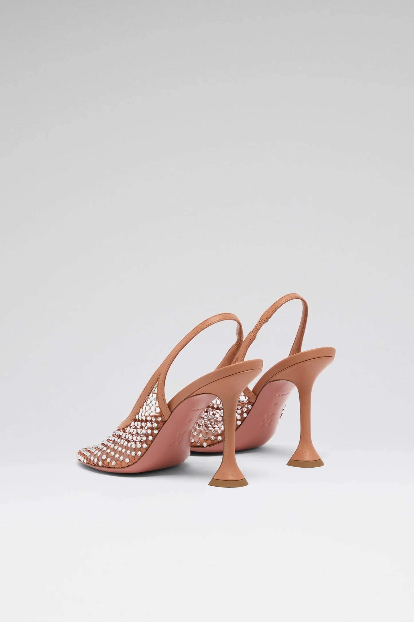 Dolly net sling 95 latte nappa and white crystals-AMINA MUADDI-Verso