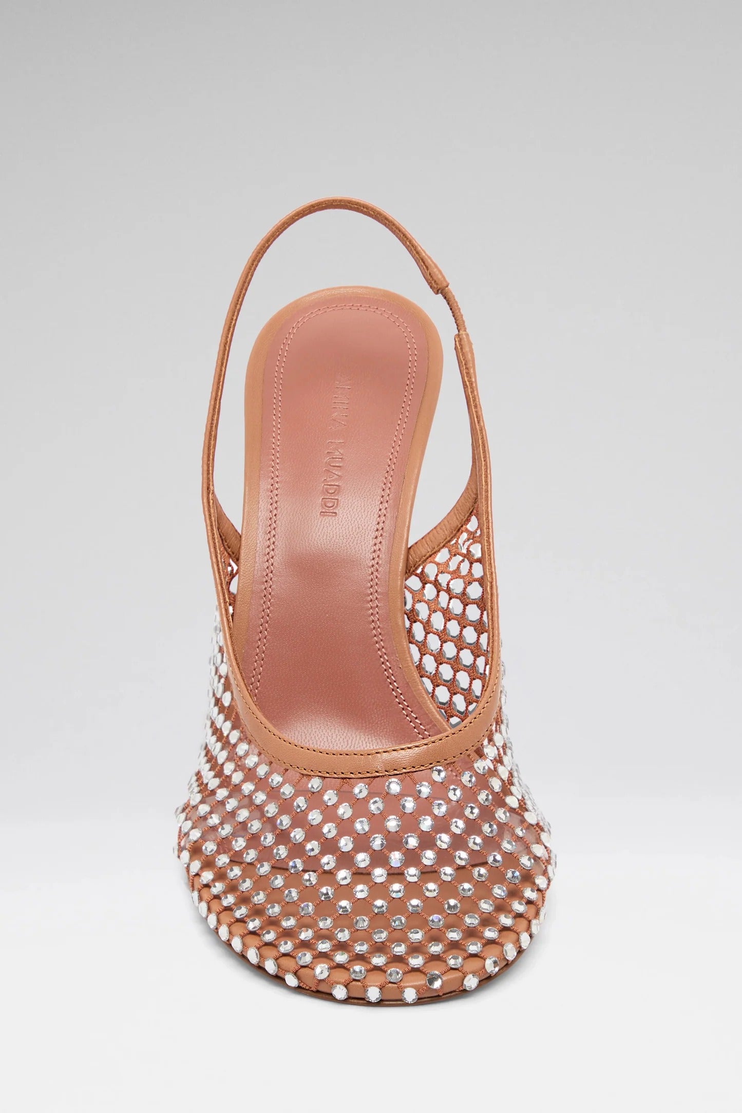 Dolly net sling 95 latte nappa and white crystals-AMINA MUADDI-Verso