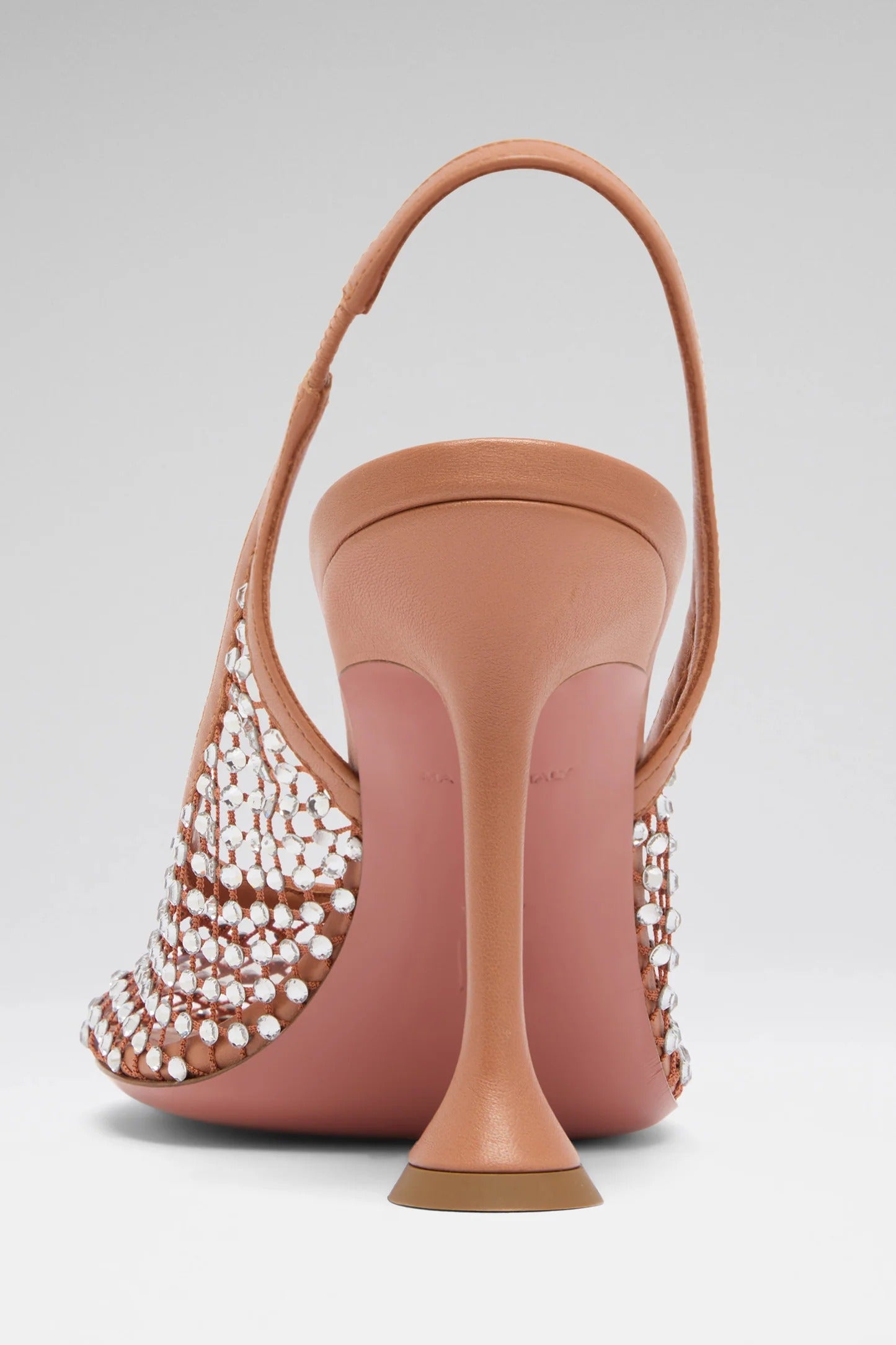 Dolly net sling 95 latte nappa and white crystals-AMINA MUADDI-Verso