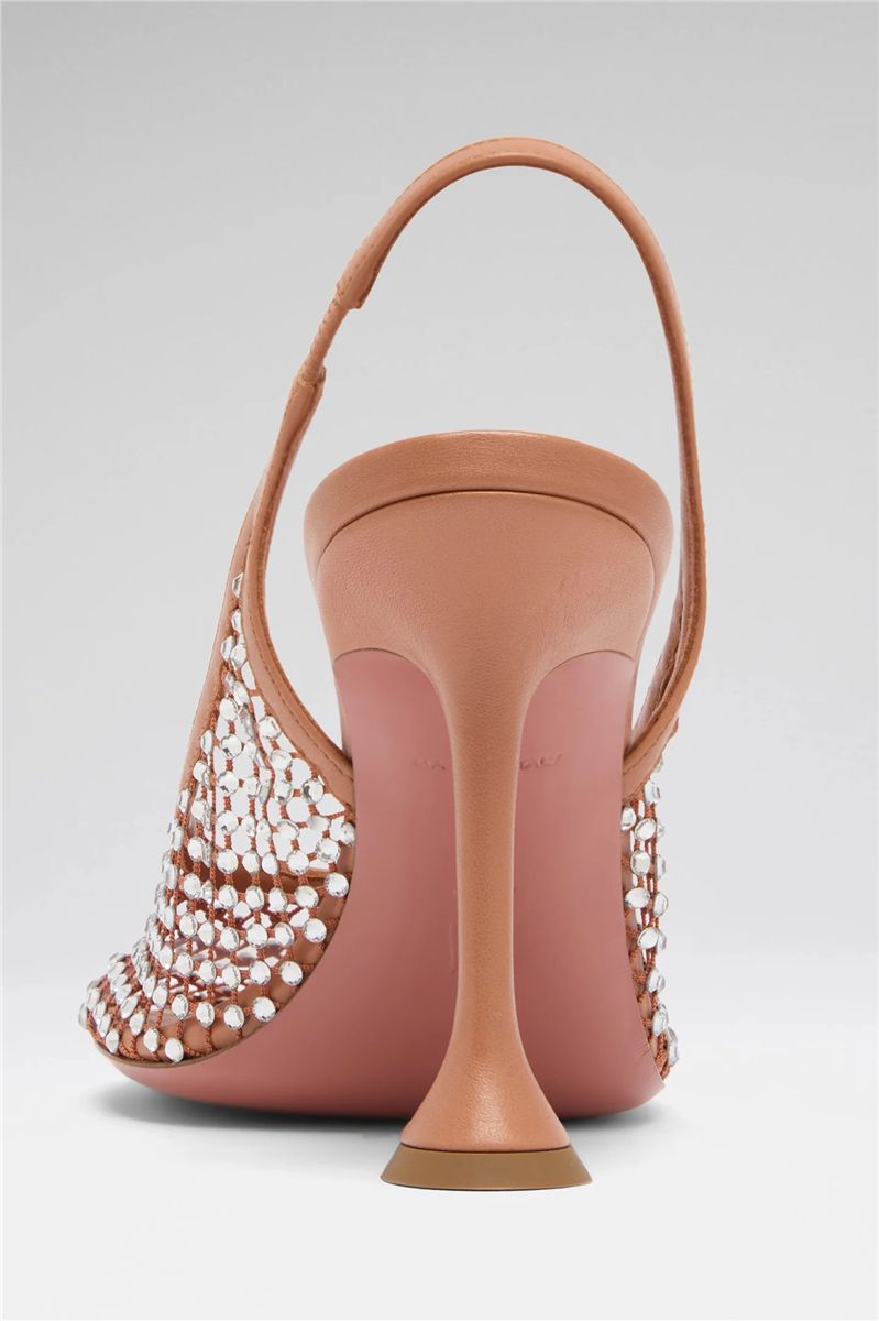 Dolly net sling 95 latte nappa and white crystals-AMINA MUADDI-Verso