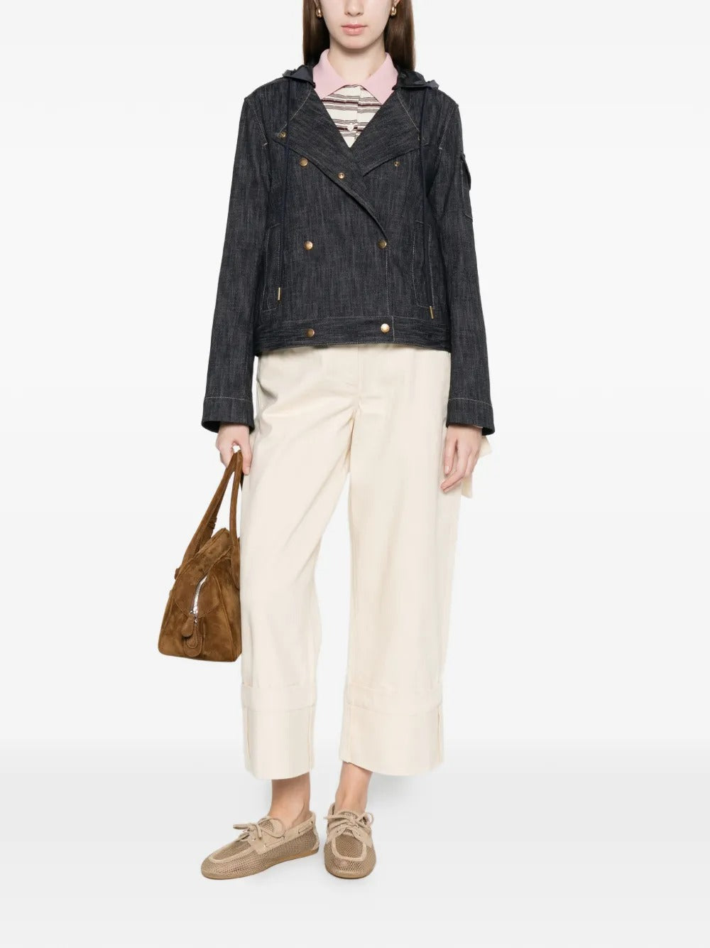 Double-breasted Hooded Jacket-MONCLER-Verso